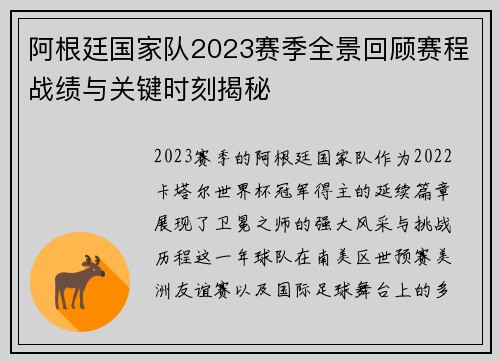 阿根廷国家队2023赛季全景回顾赛程战绩与关键时刻揭秘