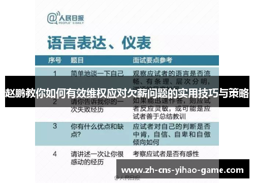 赵鹏教你如何有效维权应对欠薪问题的实用技巧与策略